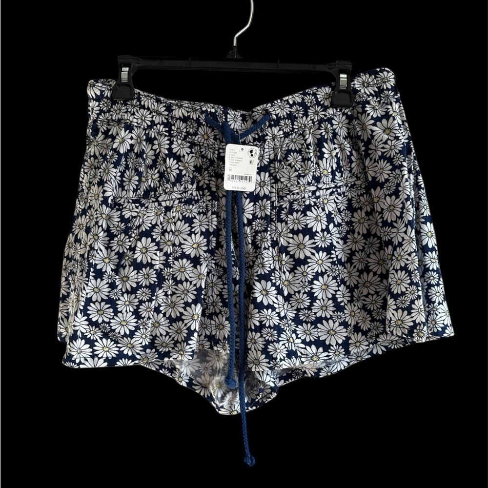 Free People Navy Floral High Waist Shorts